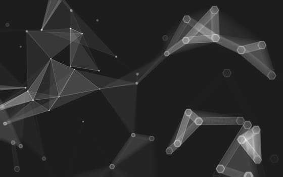 Abstract polygonal space low poly dark background with connecting dots and lines. Connection structure. 3d rendering