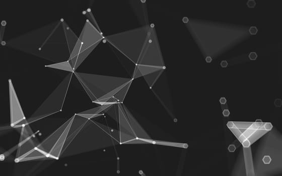 Abstract polygonal space low poly dark background with connecting dots and lines. Connection structure. 3d rendering