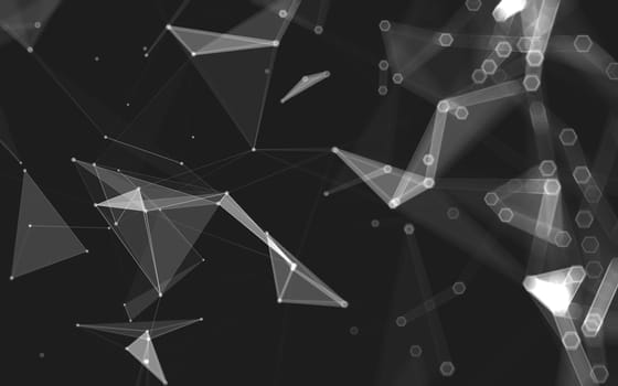 Abstract polygonal space low poly dark background with connecting dots and lines. Connection structure. 3d rendering