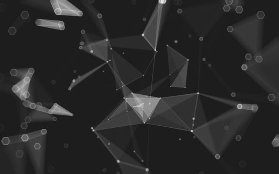 Abstract polygonal space low poly dark background with connecting dots and lines. Connection structure. 3d rendering