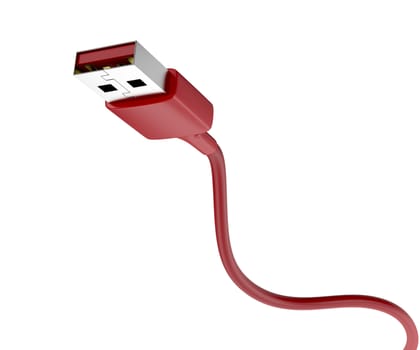 Red usb cable isolated on white 