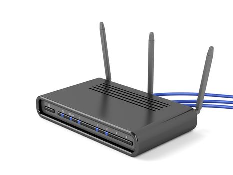 Wireless router on white background