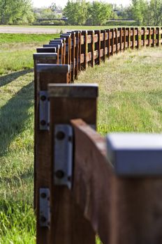 Fence surrounding the local country club and golf course in windsor, Colorado, USA