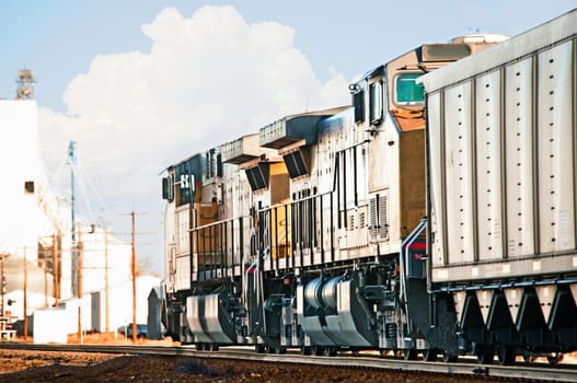 Northbound freight train returning to Wyoming through Colorado, USA with empty coal cars to be reloaded at the mines.