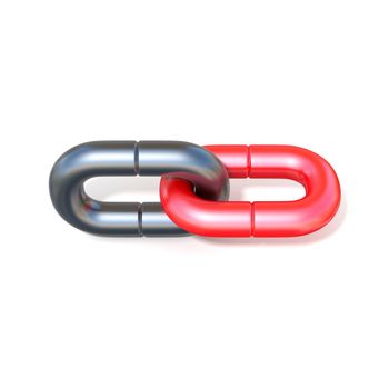 Single chain link icon 3D render illustration isolated on white background