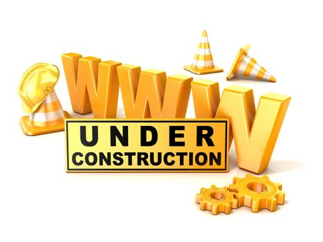 Under construction sign. 3D render illustration