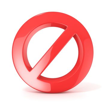 No sign, 3D render isolated on white