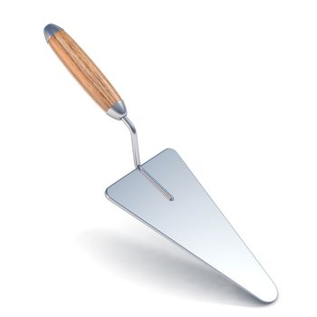 Plastering trowel with soft shadow. 3D render illustration isolated white background