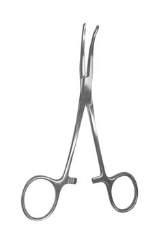 surgical clamps on a white background
