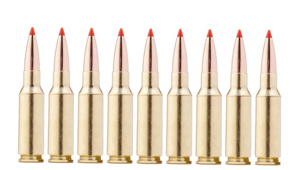 rifle bullets isolated on white background