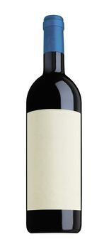 red wine and a bottle isolated over white background