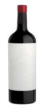 red wine and a bottle  isolated on white background