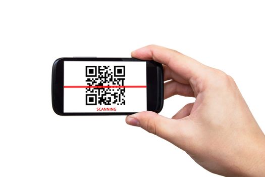 Smartphone scanning QR code