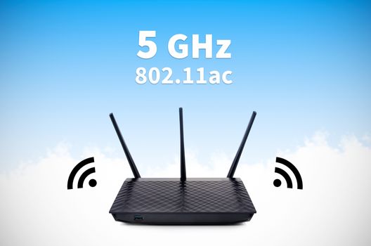 Modern wireless wi-fi router with 5GHz and 802.11ac high speed standards