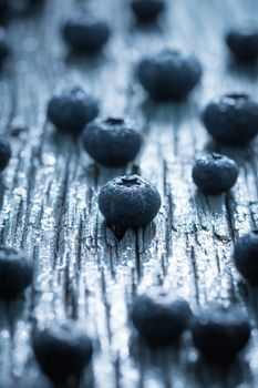 Blueberry organic on wooden background