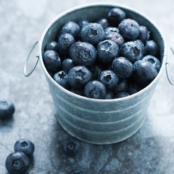 Blueberry in Small tank on wooden background