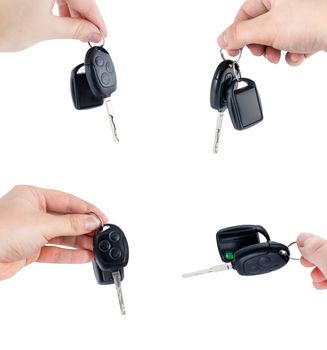 Car keys with remote control. Set isolated on white background