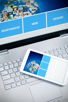 Responsive web design on mobile devices laptop and tablet pc