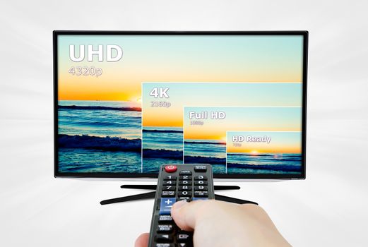 TV ultra HD. 8K 4320p television resolution technology