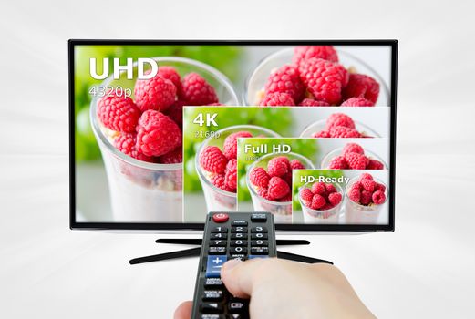 TV ultra HD. 8K 4320p television resolution technology