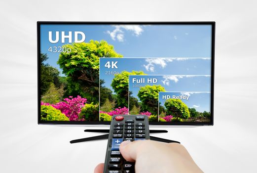 TV ultra HD. 8K 4320p television resolution technology