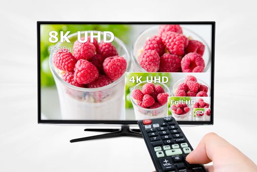 TV ultra HD. 8K 4320p television resolution technology