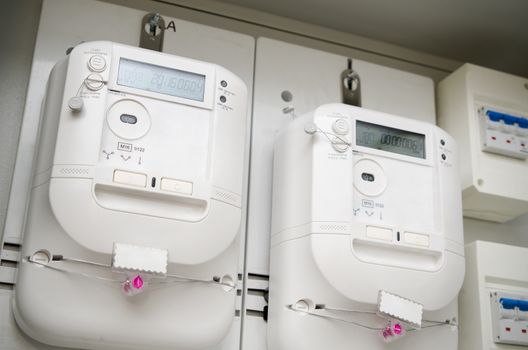 Electric energy meter. Pair of electrical units in box