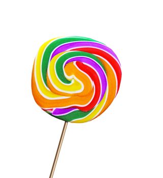Colorful spiral lollipop isolated on white background