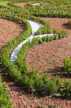 Ornamental detail of a new flower bed, arranged in a baroque style.