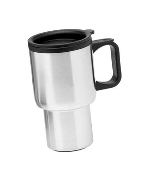 Empty coffee thermos cup. Isolated on white background