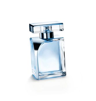 Perfume bottle on a glass surface