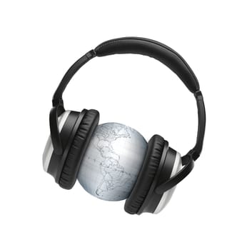 globus with headphones
