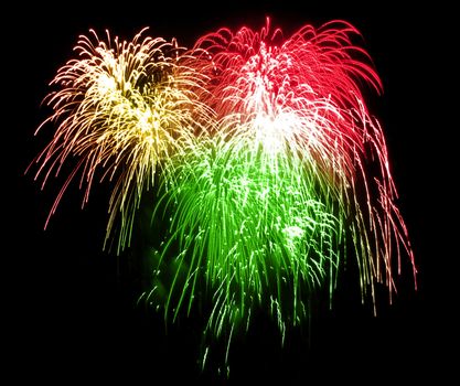 Colorful fireworks over dark sky