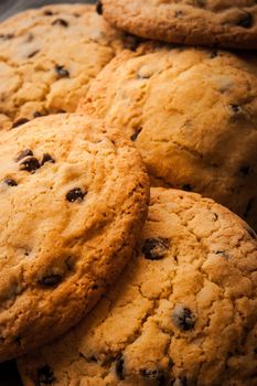 Chocolate chip cookies background vertical