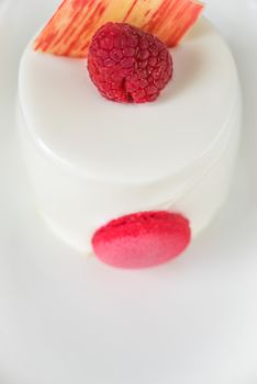 White cake with raspberry