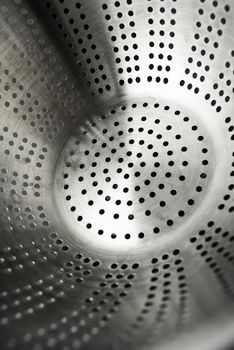 Metal colander background vertical