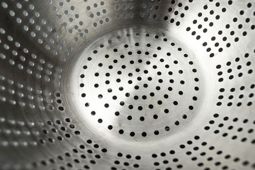 Metal colander background horizontal