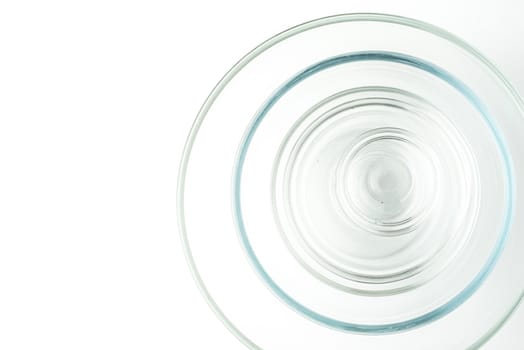 Set of the glass bowl on the white background  top view