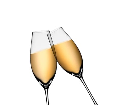 Two glasses of champagne. Isolated on white background