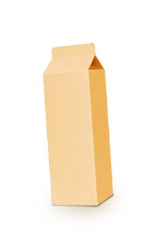 Yellow milk box per liter isolated on white