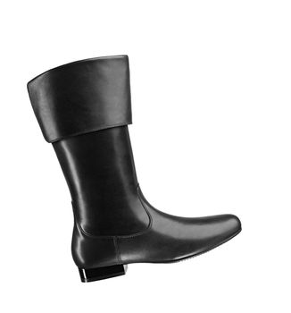 Black rubber boots isolated on white