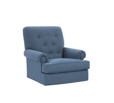 Dark blue soft armchair isolated on white