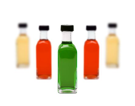Line of glass bottles