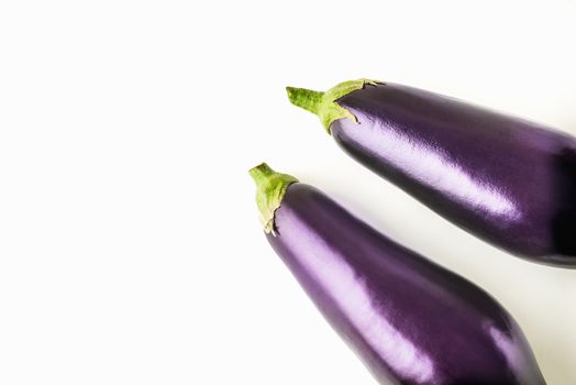 Eggplants on the white background