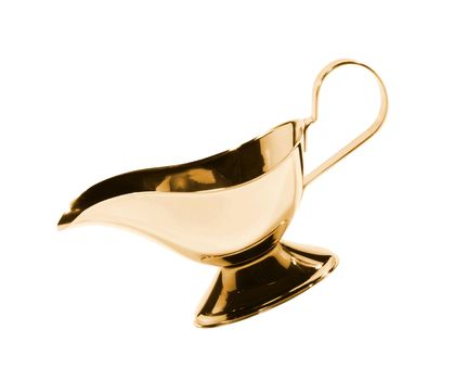 Old-fashioned antique precious golden sauce boat
