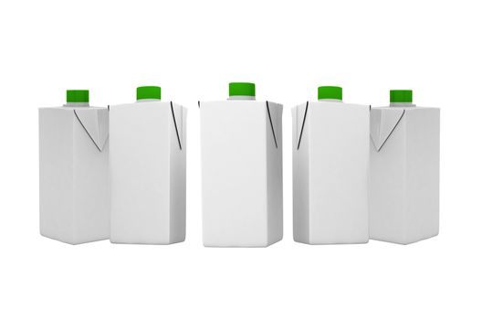three blank tetra-brick packaging