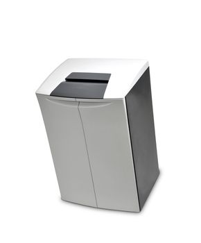 Office paper shredder, filled to capacity