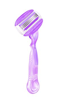 purple lady shaver on white background