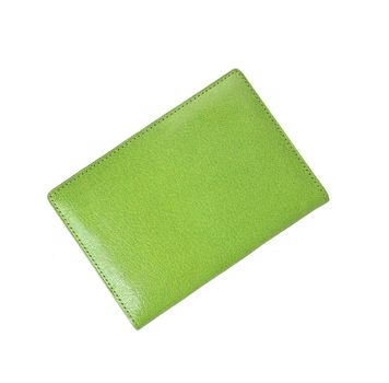 green leather case note book isolated on white background