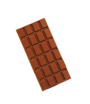 dark chocolate bar on white background.